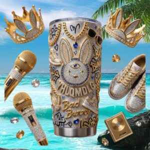 Bad Bunny YHLQMDLG Bling Rhinestone Urban Reggaeton Tumbler