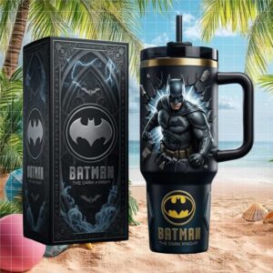 Batman The Dark Knight DC Comics 3D Effect Black and Gold Insulated Tumbler