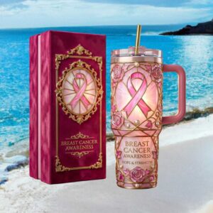 Breast Cancer Awareness Hope & Strength Pink Ribbon 40oz Tumbler with Gift Box