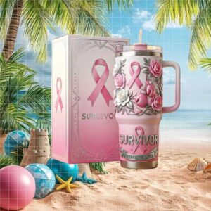 Breast Cancer Survivor Fight Like A Girl Boxing Gloves Pink Tumbler