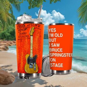Bruce Springsteen Fender Esquire Guitar Sketch “I Saw Him On Stage” Tumbler