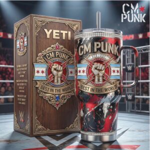 CM Punk “Best in the World” 40oz Tumbler with Straw, WWE Fan Gift Insulated Tumbler