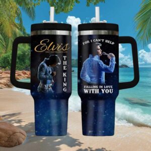 “Can't Help Falling In Love” Elvis The King Blue Starry Night 40oz Tumbler with Handle