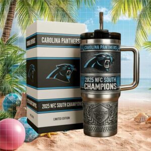 Carolina Panthers 2025 NFC South Champions Limited Edition Steel Tumbler
