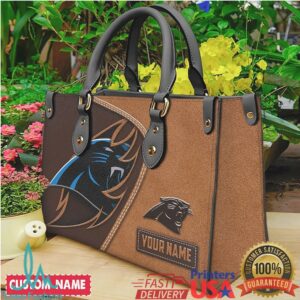Carolina Panthers Custom Name Leather Tote Bag NFL Fan Accessory