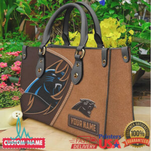 Carolina Panthers Custom Name Leather Tote Bag NFL Fan Accessory