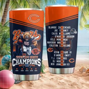 Chicago Bears 2025 NFC North Champions “Monster of the Midway” Mascot Tumbler