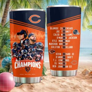 Chicago Bears 2025 NFC North Champions Team Roster Photo Tumbler