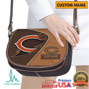 Chicago Bears Custom Name Saddle Bag Vintage Style Leather NFL Shoulder Bag