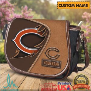 Chicago Bears Custom Name Saddle Bag Vintage Style Leather NFL Shoulder Bag