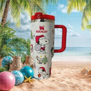 Christmas Snoopy and Peanuts Gang Holiday Pattern Insulated Travel Tumbler