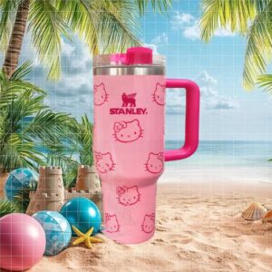 Classic Hello Kitty Pink Pattern Custom Insulated Travel Tumbler
