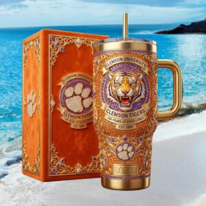 Clemson University Tigers 130 Years Excellence Jeweled 3D Fan Tumbler