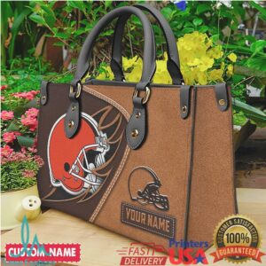 Cleveland Browns Custom Name Leather Satchel Personalized NFL Team Bag