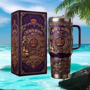 Crown Royal 87th Anniversary Limited Edition Purple 3D Tumbler with Handle