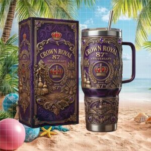 Crown Royal 87th Anniversary Regal Purple & Gold Embossed Collector Tumbler