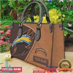 Custom Name Los Angeles Chargers Two Tone Suede Tote NFL Fan Shoulder Bag