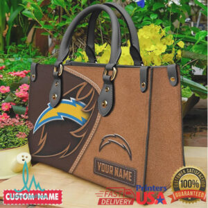 Custom Name Los Angeles Chargers Two Tone Suede Tote NFL Fan Shoulder Bag