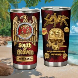 Custom Name Slayer South Of Heaven 44th Anniversary Golden Eagle Tumbler