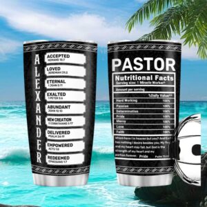 Custom Pastor Nutritional Facts Tumbler Personalized Name Clergy Gift