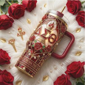 Delta Sigma Theta (DST) Sorority 40oz Tumbler Crimson Cream Torch