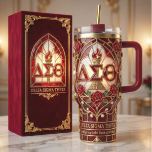 Delta Sigma Theta (DST) Sorority 40oz Tumbler Crimson Cream Torch