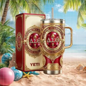 Delta Sigma Theta Sorority 1913 Crimson & Gold Torch Shield 3D Luxury Tumbler