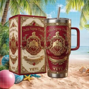 Delta Sigma Theta Sorority Founded 1913 Luxury 40oz Tumbler Crimson and Cream