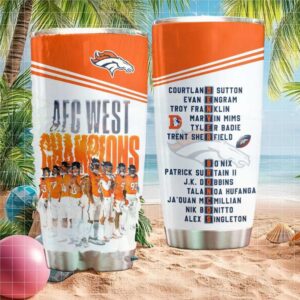 Denver Broncos AFC West Champions Roster Stainless STumblerl Tumbler