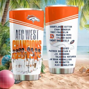 Denver Broncos AFC West Champions Roster Stainless STumblerl Tumbler