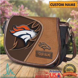 Denver Broncos Personalized Name Saddle Bag Women's NFL Leather Handbag