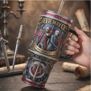 Devil May Cry 25th Anniversary 40oz Tumbler, Dante & Vergil 3D Graphic Insulated Tumbler