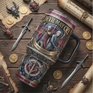 Devil May Cry 25th Anniversary 40oz Tumbler, Dante & Vergil 3D Graphic Insulated Tumbler