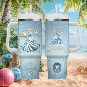 Disney Cinderella 75th Anniversary 1950 2025 Blue Carriage Quencher Tumbler