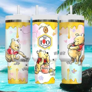 Disney Winnie The Pooh 100 Years Anniversary Honey Drip Design Tumbler with Handle