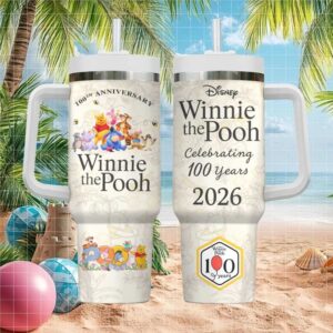 Disney Winnie The Pooh 100th Anniversary 2026 Celebration Tumbler with Handle