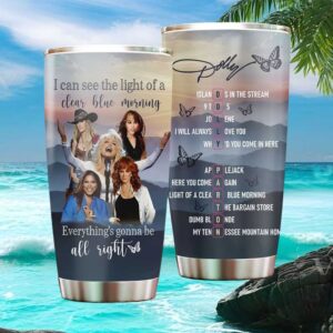 Dolly Parton “Clear Blue Morning” Portraits and Song Lyrics Tribute Tumbler