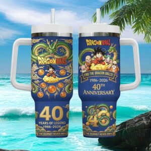Dragon Ball 40th Anniversary 1986 2026 Son Goku Journey Never Ends 40oz Tumbler with Handle