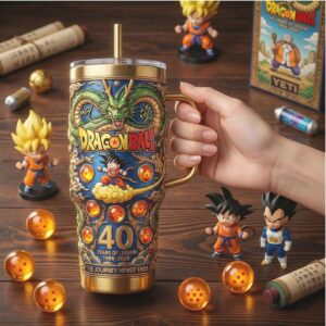 Dragon Ball 40th Anniversary Limited Edition 40oz Tumbler with Handle Shenron & Goku Legend Design
