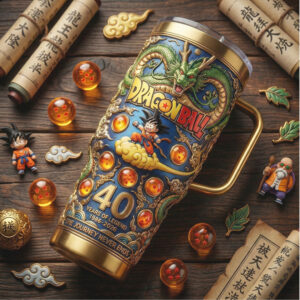 Dragon Ball 40th Anniversary Limited Edition 40oz Tumbler with Handle Shenron & Goku Legend Design