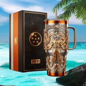 Dragon Ball Z Goku Ultra Instinct 3D Gold Embossed Luxury Yeti Tumbler