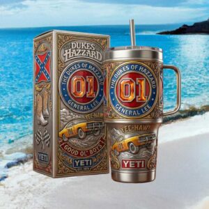 Dukes of Hazzard General Lee 01 3D Embossed Stainless Steel YETI Tumbler