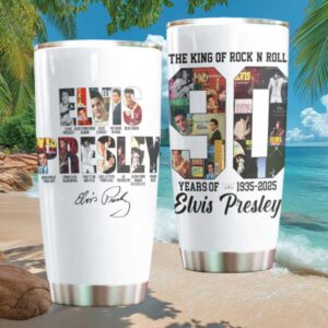 Elvis Presley 90 Years Anniversary 1935 2025 Legend Album Cover Tumbler