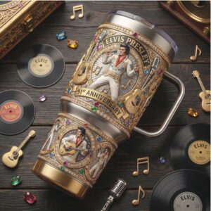 Elvis Presley 91st Anniversary 40oz Tumbler King of Rock ‘N’ Roll Commemorative Tumbler