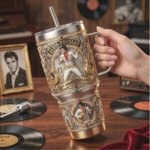 Elvis Presley 91st Anniversary 40oz Tumbler King of Rock ‘N’ Roll Commemorative Tumbler
