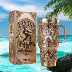Elvis Presley 91st Anniversary “King of Rock 'n' Roll” 3D Custom Tumbler