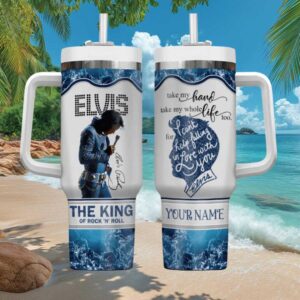 Elvis Presley “Can't Help Falling In Love” Personalized Blue Wave 40oz Tumbler