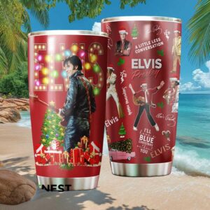 Elvis Presley Christmas Holiday Red Tumbler A Little Less Conversation