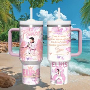 Elvis Presley “Falling In Love With You” Pink Angel Wings 40oz Tumbler