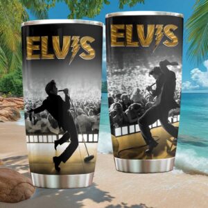 Elvis Presley Gold Lightning Logo Live Performance 20oz Tumbler